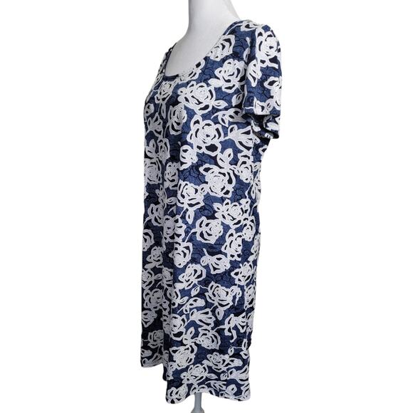 Ronni + Nicole Blue Floral Jacquard Career Dress Size 8 Modest Church Romantic - Picture 7 of 8